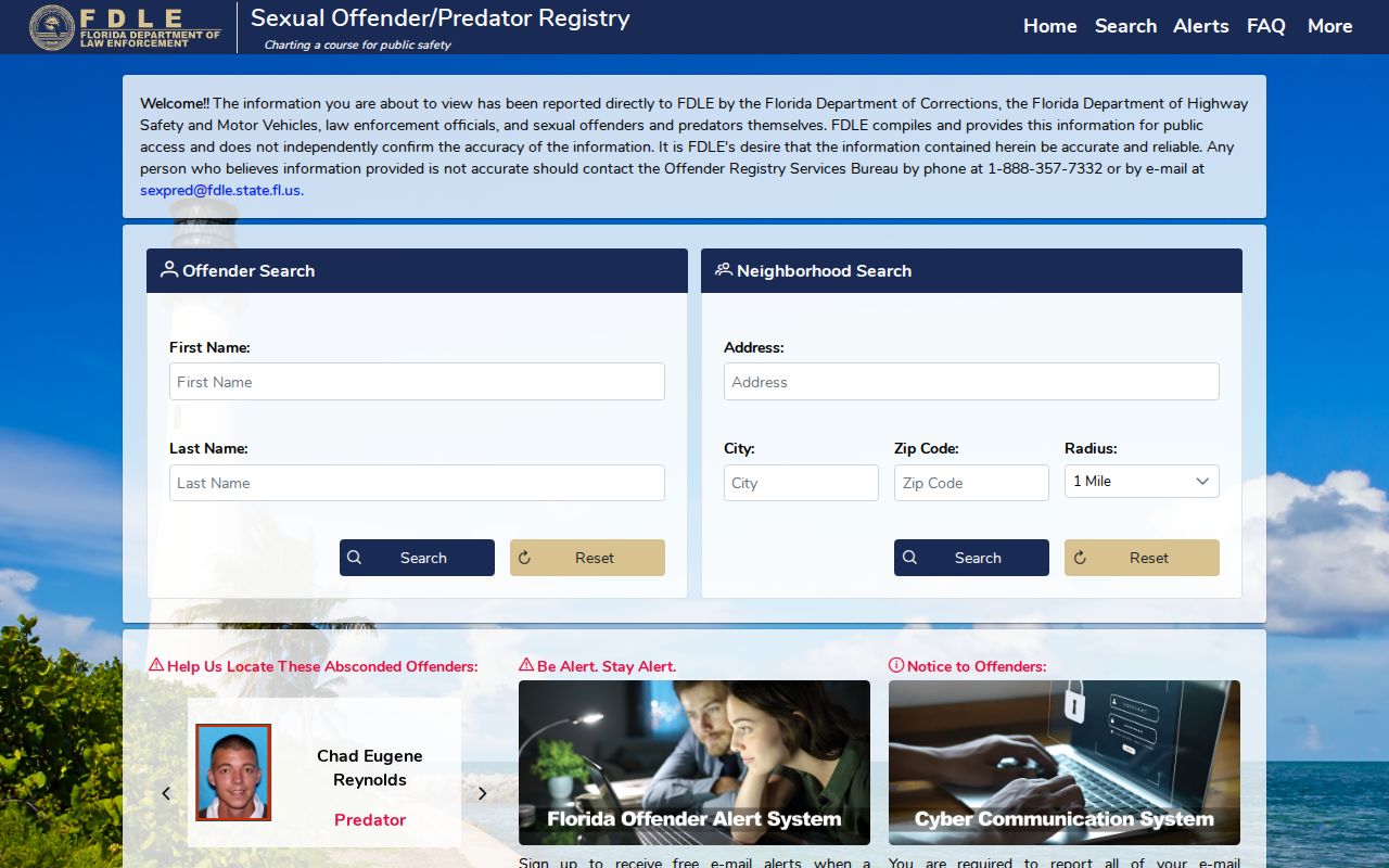 Duval County residents directory FDLE geographic registry