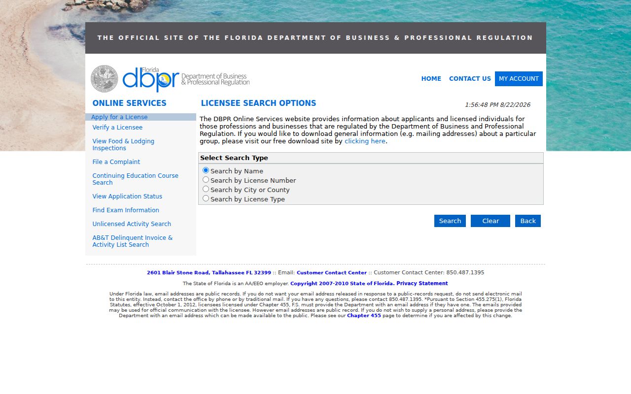 Duval County neighbors research with DBPR license search