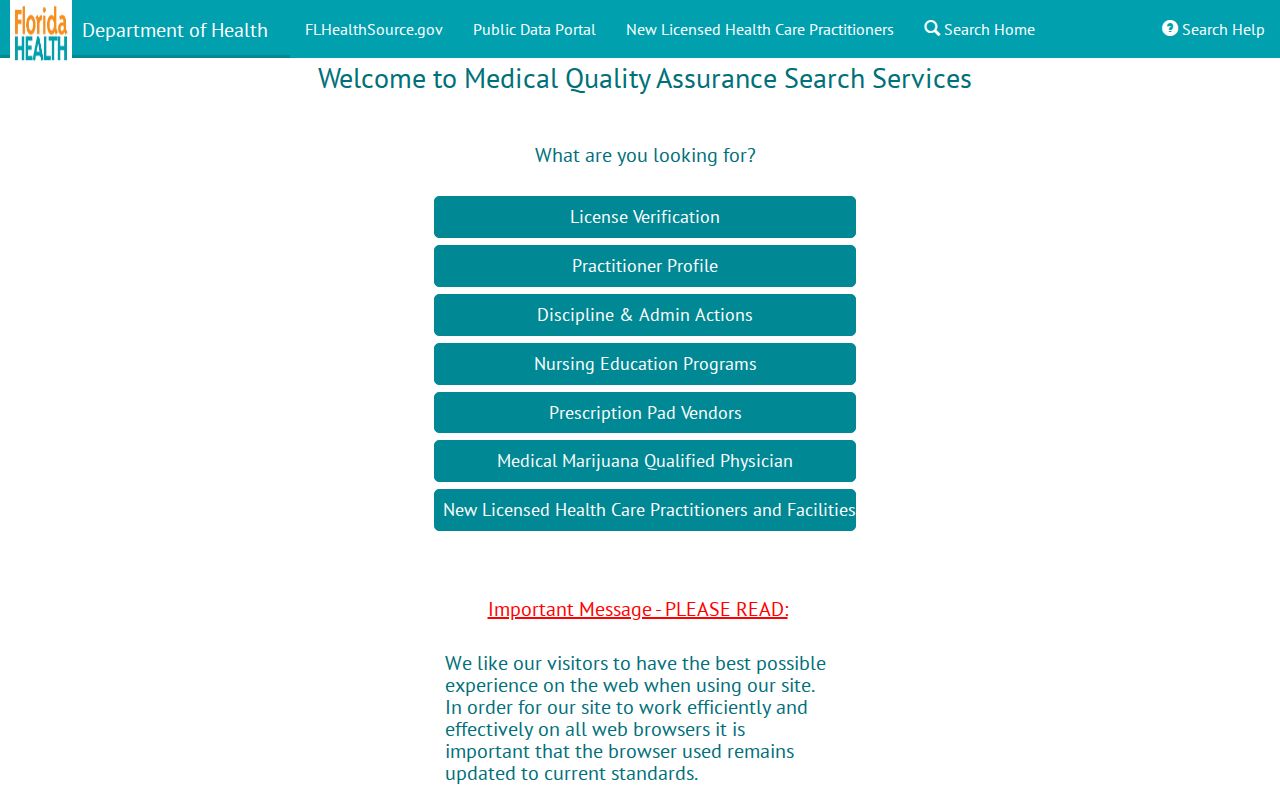 Duval County neighbors research through Florida MQA records